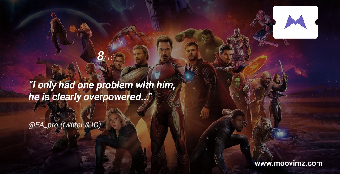 moovimz's tweet photo. AVENGERS : INFINITY  WAR review por @EA_pro 

"I only had one Problem with him, he is clearly overpowered"

https://t.co/SX0GG8X60y

#marvelstudios #InfinityWar #MOVIES #avengersinfinitywar https://t.co/JMFSevGG9o