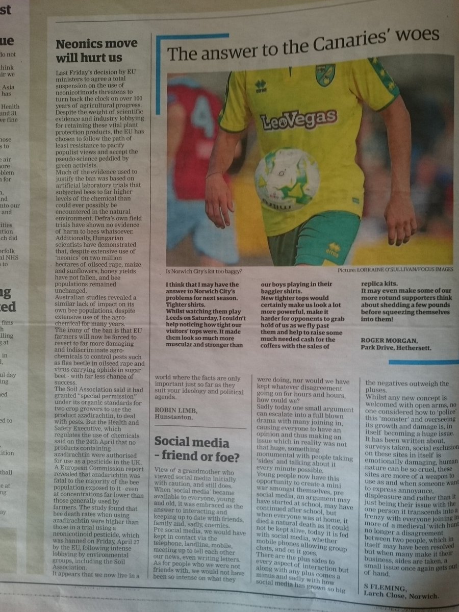 Good letter in EDP today on the futile Neonics ban <a href="/NFUSugar/">NFU Sugar</a> @NFUEastAnglia <a href="/SugarBeetEurope/">C.I.B.E.</a> <a href="/LimbRobin/">Robin Limb</a>
