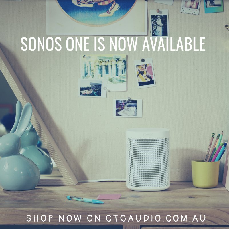 The <a href="/Sonos/">Sonos</a> One is now available in store! 
Shop now on ctgaudio.com.au!
Perfect with Alexa!
This little pocket rocket, will be a great addition to an audio setup!
#Sonos #CTGAUDIO #AmazonAlexa