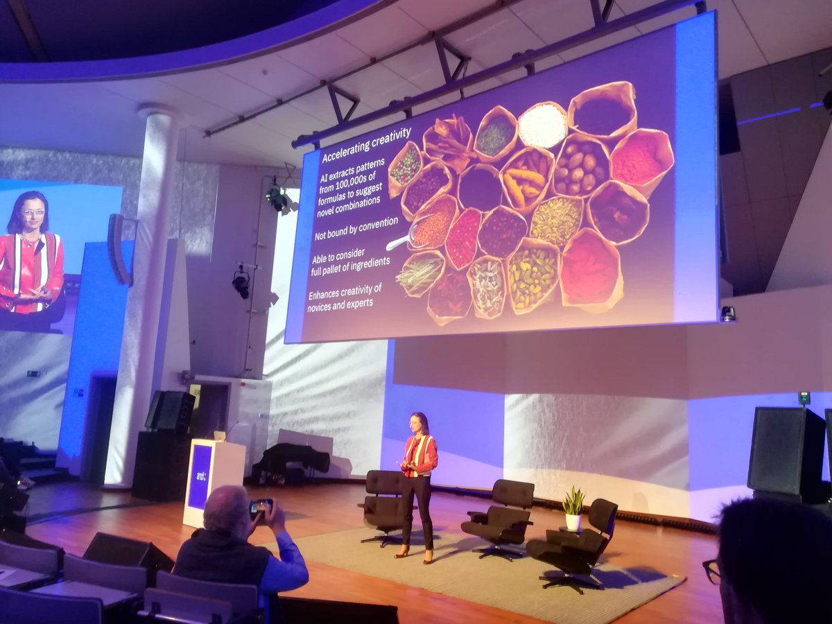 Accelerating creativity through AI, creating new flavors &amp; aromas &amp; dishes. Designing digital noses &amp; tastes <a href="/S_Vandebroek/">Sophie Vandebroek</a> #andleuven #DigitalDisruption