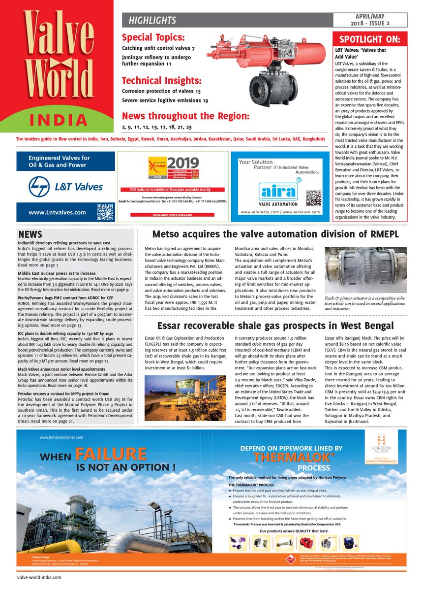 ValveWorldIndia's tweet photo. Have you seen the April/May Issue of the Valve World India Journal yet?

If you wish to receive a free digital copy please contact:  Kay T. Creedon at k.creedon@kci-world.com To Subscribe please click: https://t.co/vb10BLVlJ5

For more information https://t.co/xTy1CqPLFd https://t.co/yufJBVBGHt