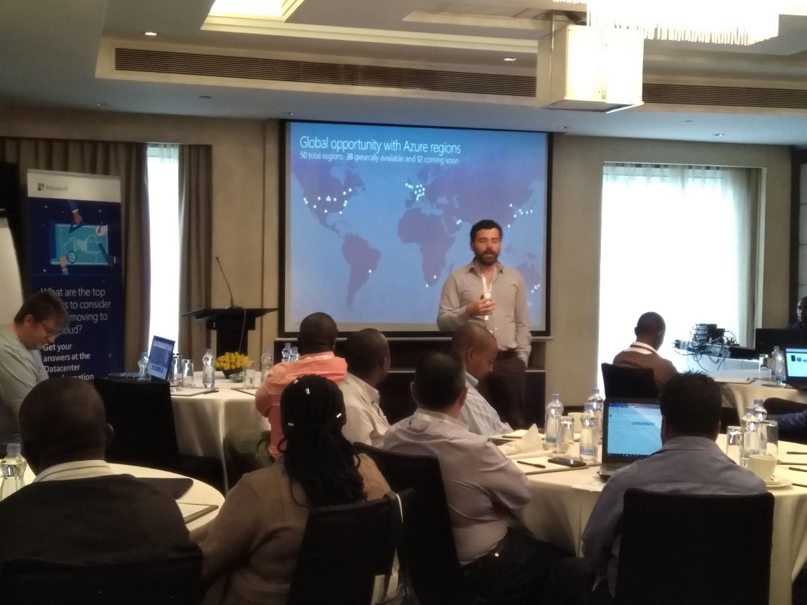 Microsoftea's tweet photo. Microsoft DataCentres are coming to Africa! We're live in Nairobi Kenya, providing various business owners and other interested parties with details on the migration and integration realities that will allow you to decide the best strategies to leverage the power of the cloud. https://t.co/s80rzmj92c