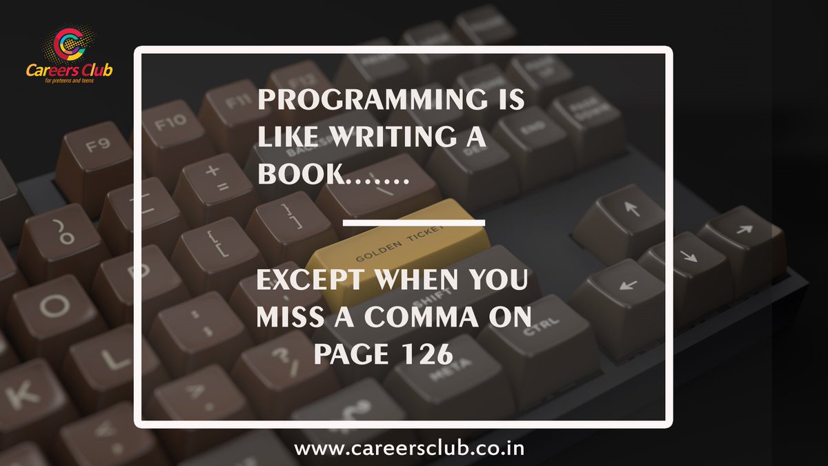 careersclubchd's tweet image. Programmer Life and Errors 
#learn  #coding #codinglover #errors #preteens #teens #students #kidsinterest #career #development #youngsters #chandigarh #trycity #parents #chdawareness #chdparent #motivational #session #weekend 
careersclub.co.in
Call  :+91-95011-12435
