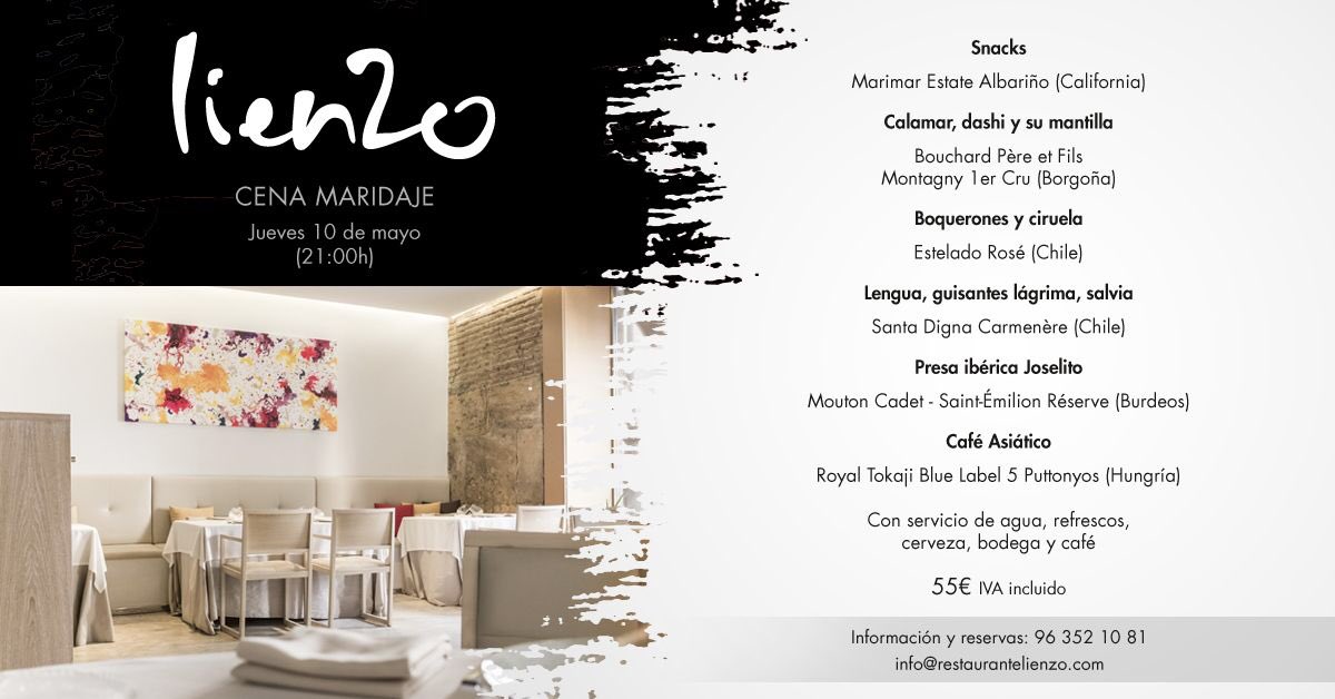 JuanJoseSoria's tweet photo. #cena #maridaje el jueves 10 de mayo. Recorreremos nuevo y viejo mundo vitivinícola. #vinazos y #platazos by @maryjsunshine @LienzoVlc https://t.co/x4aGCtpvfD