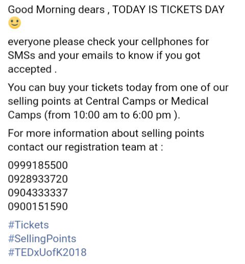 TedxUofk's tweet image. Good Morning TEDx people ,,
IT'S TICKETS DAY :)

#Retweet
#Tickets
#SellingPoints
#TEDxUofK2018