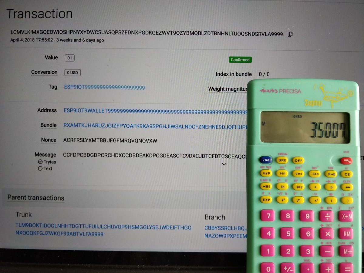 tulipan81's tweet image. Finally I sent my first transaction on $IOTA with my pocket calculator! Since the topic is very new and interesting, the procedure and the code will be published in the coming days. Follow this thread!