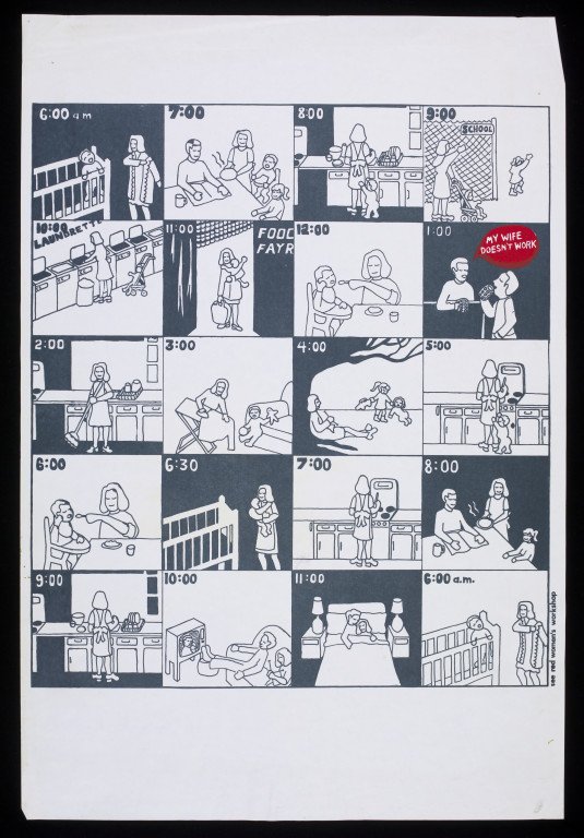 womensart1's tweet photo. 'My wife doesn't work' poster (c.1976) by See Red Women's Workshop, London #womensart https://t.co/2T599q9LIx