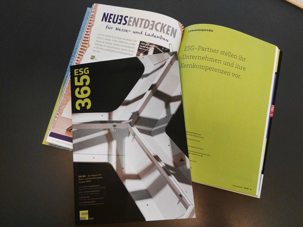 Das druckfrische Magazin ESG 365 ist heute in der Geschäfststelle eingetroffen und wird erstmalig bei ESG Connect am 08.05.2018 in Rheda-Wiedenbrück verteilt. #ESGConnect #ESG365 #DasMagazinfürdenMesseundAusstellungsbau #ESG