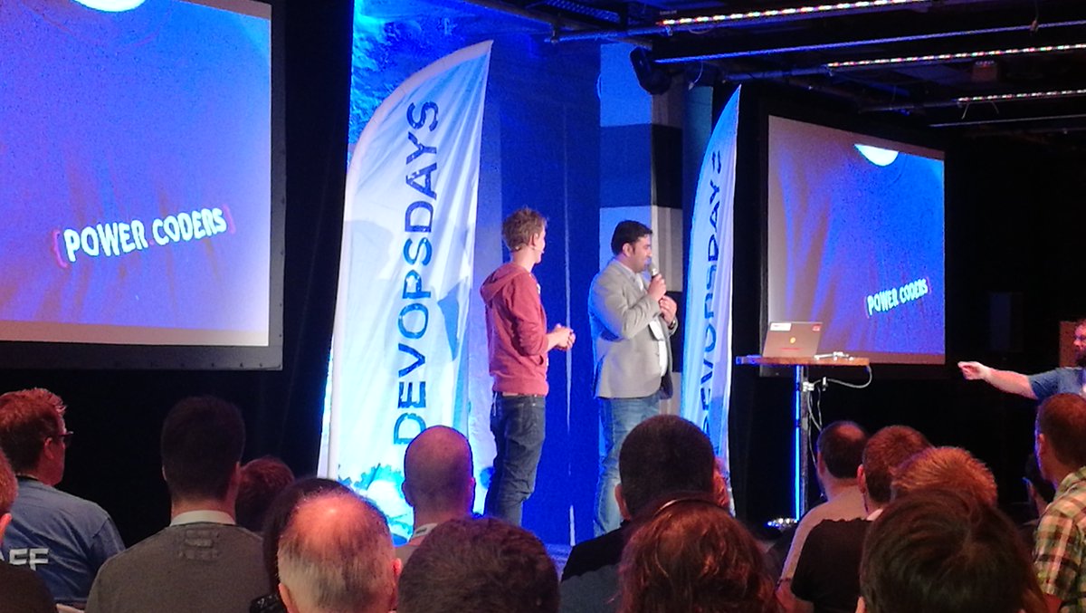 DevOpsZH's tweet image. The #powercoders are on stage. @christianhirsig and @hussamallaham on their inspiring project!