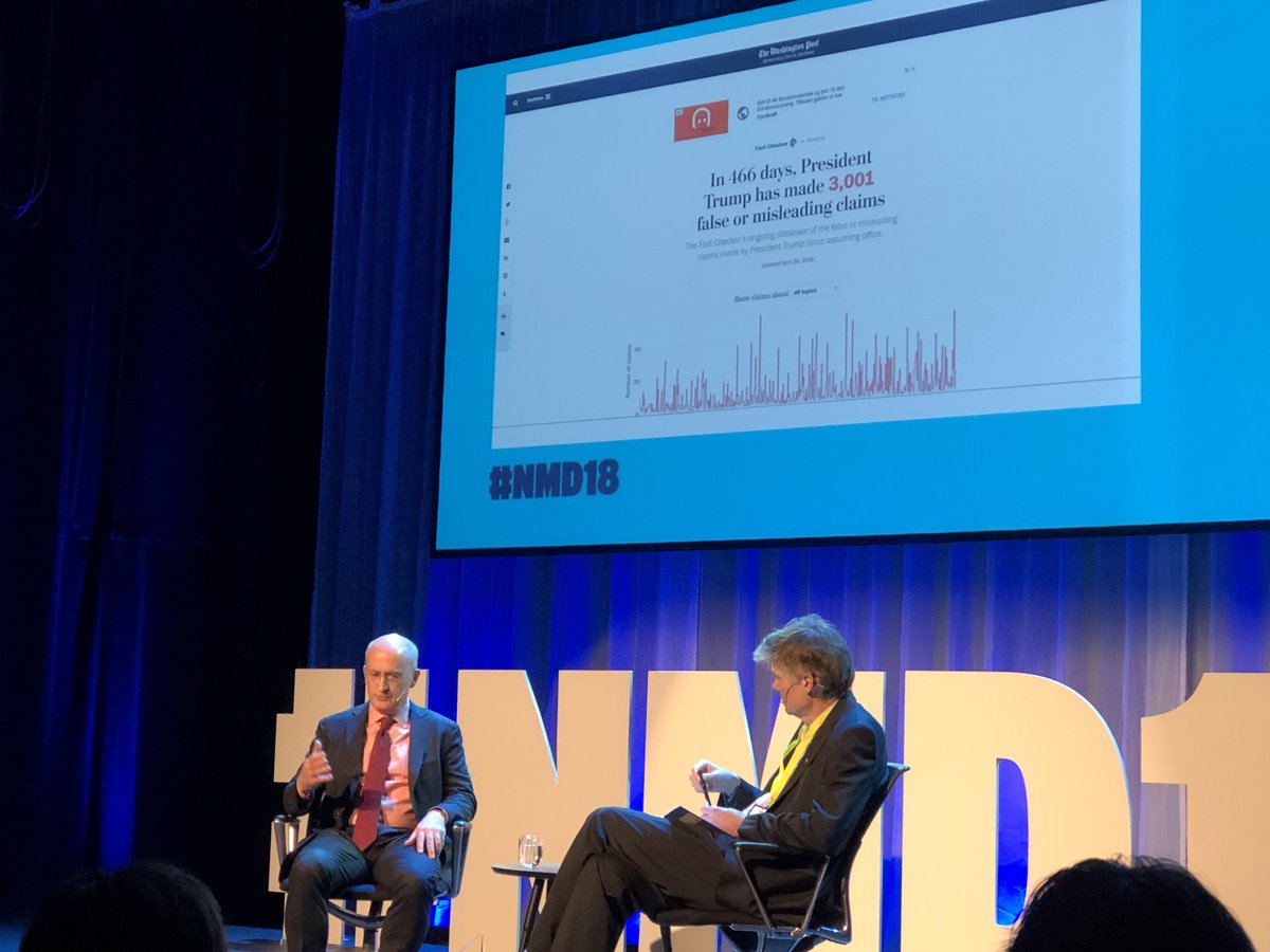 Wow. Over 3000 falske eller villedende påstander fra Trump på 466 dager. Heftig oppgave for media å dekke, følge og avdekke sant vs falskt. #NMD18