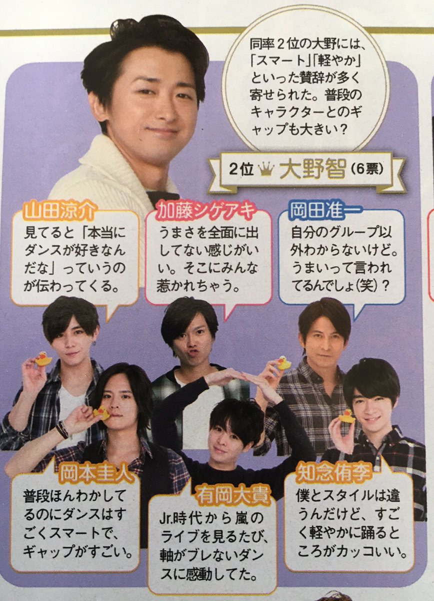 のん Auf Twitter 雑誌解体中みつけた ジャニーズ 踊りが上手いのは 2位 大野智 知念師匠からのお言葉も