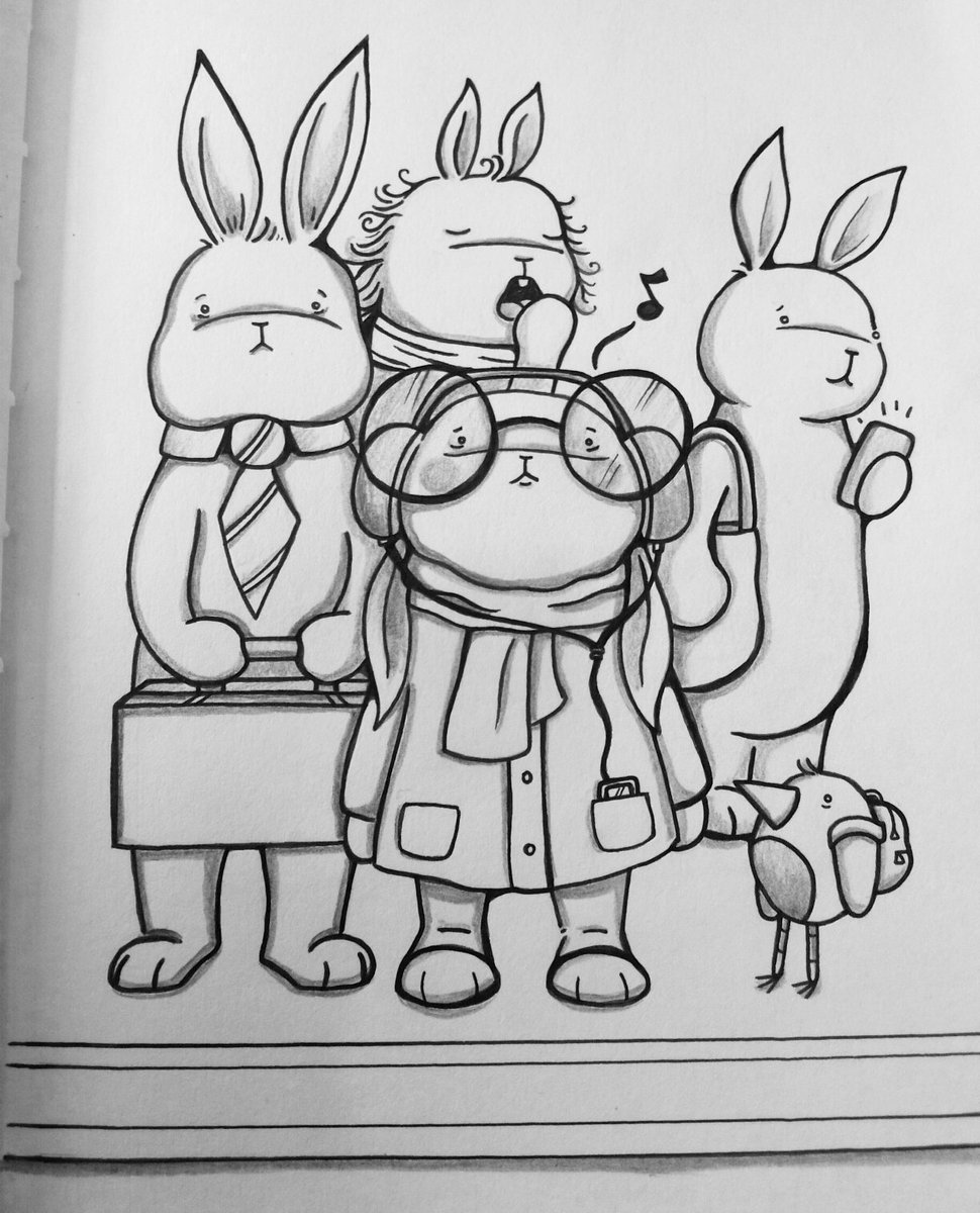 BunArtist's tweet photo. Bundon Underground
#coffeedoodle #london #londonunderground #illustration #commuting #work #tired #bunnies #robin https://t.co/agRvPNdu4J