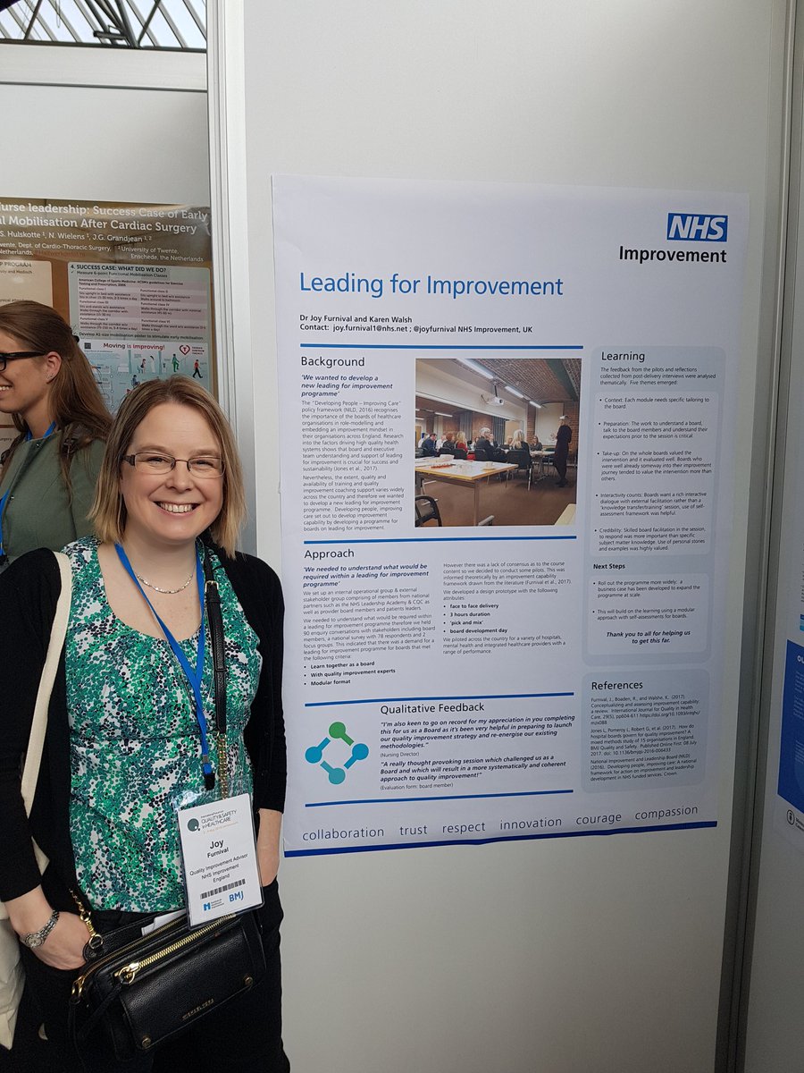 joyfurnival's tweet photo. If you want to know more about our #leadingforimprovement work, have a lookbst our poster or I will be on the @NHSImprovement stand (#6) at lunch.. come and say Hi, we'd love to hear from you #improvingtogether #qfposter #quality2018 https://t.co/bMLsH9m9sf