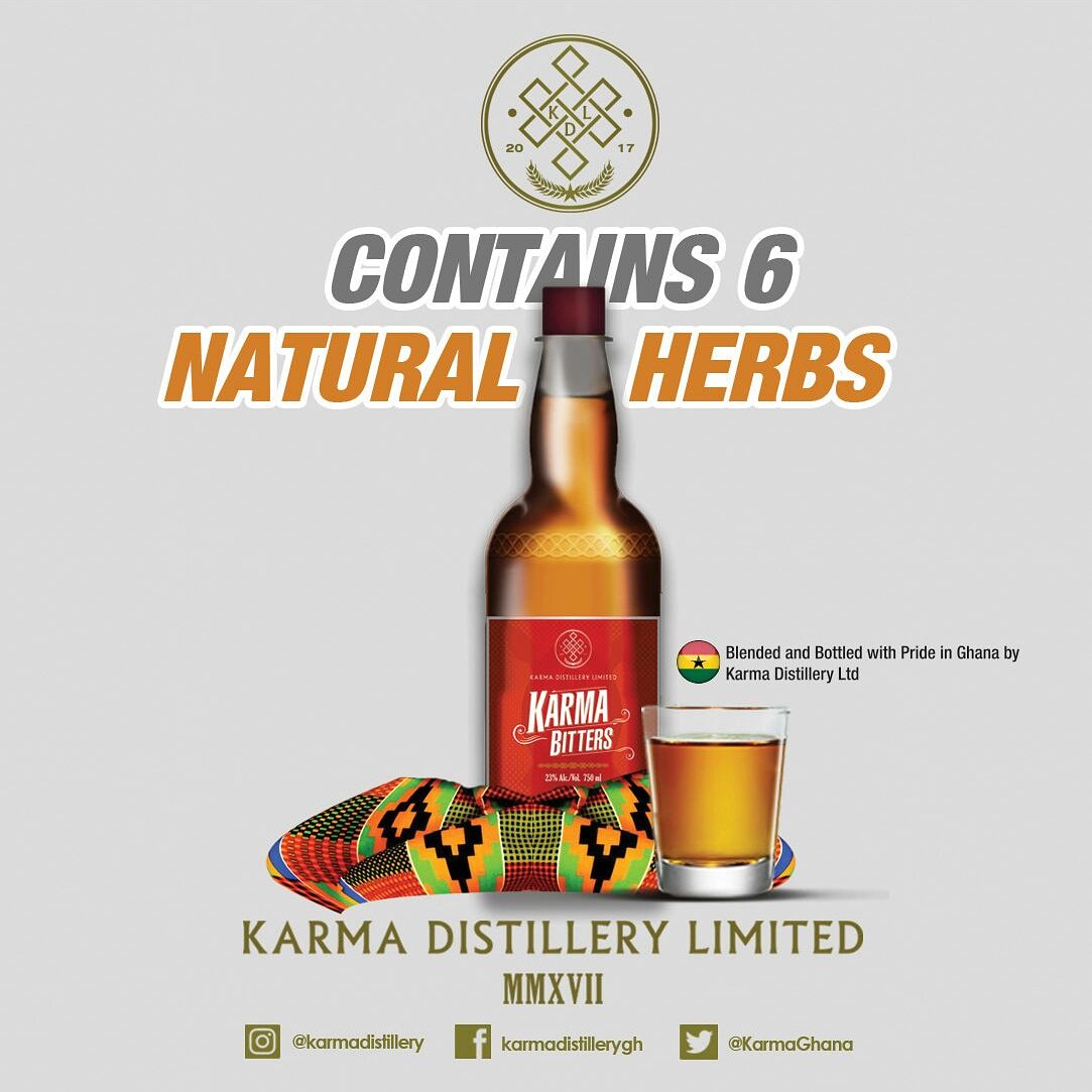 KarmaGhana's tweet photo. Karma Bitters contains 6 natural herbs that will help with a variety of issues from strengthening your bones to improving digestion.
#forthecgampioninyou #karmabitters #africanbitters #ghanadistillery #karmadistillery #bitters #alcoholdistributor #alcoholbrand #newbrand #liquor https://t.co/bhO4x3Z2Sj
