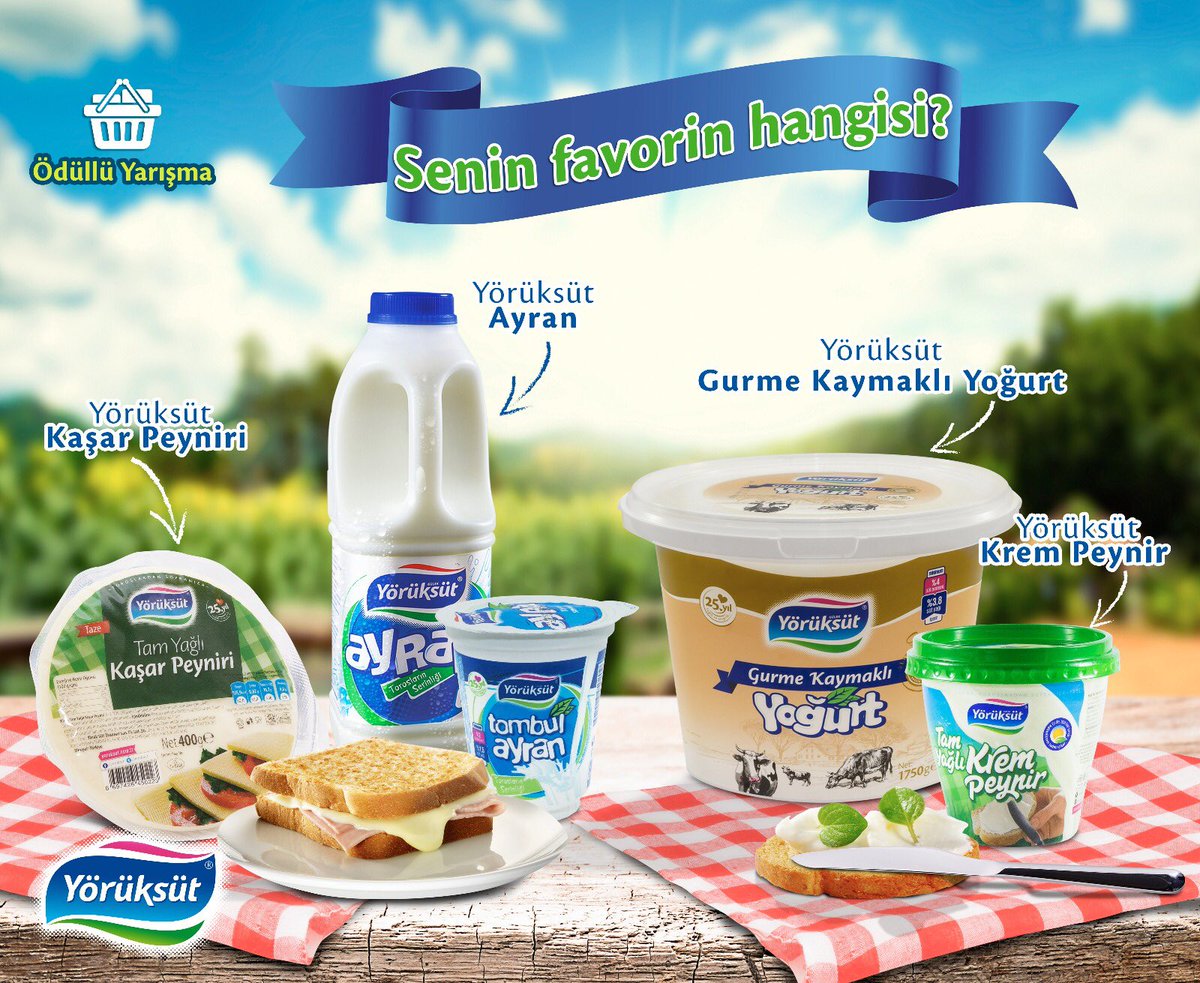 yoruksutt's tweet photo. Yörüksüt Kaşar Peyniri, Yörüksüt Ayran, Yörüksüt Gurme Yoğurt , Yörüksüt Krem Peynir; senin favorin hangisi? Sayfayı beğen, favorini yoruma yaz, Yörüksüt’ten hediye paketi kazanacak 5 şanslı kişiden biri ol! 🎉 #yarışmazamanı https://t.co/FZFCj8y3zS