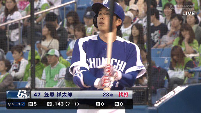 中日、前日に先発登板した笠原が9回代打で登場ｗｗｗｗ blog.livedoor.jp/livejupiter2/a…
