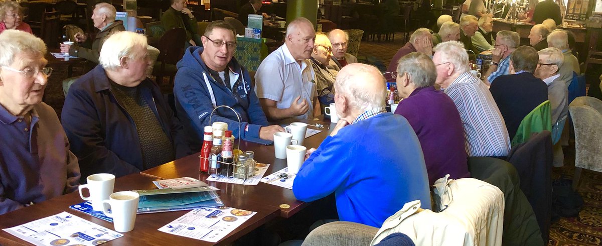 HMRCircleCIC's tweet photo. Our Breakfast for Blokes keeps getting bigger &amp; bigger!
Great atmosphere &amp; banter between the blokes &amp; a great breakfast as well!!
Real bonus, a couple of our #CromptonCircle have come along as to join the fun!
@AfAgeing 
#SocialEating https://t.co/PxOmJBEi4k