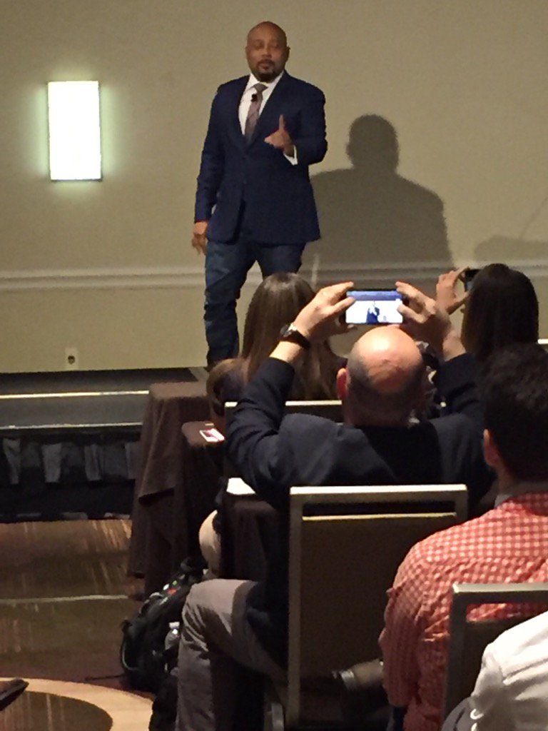 KMHambelton's tweet photo. Oh - just another day at the office ..... w/@TheSharkDaymond! So inspiring. #evolveME18 @MktgEvolution https://t.co/Pqb4lpk3dX
