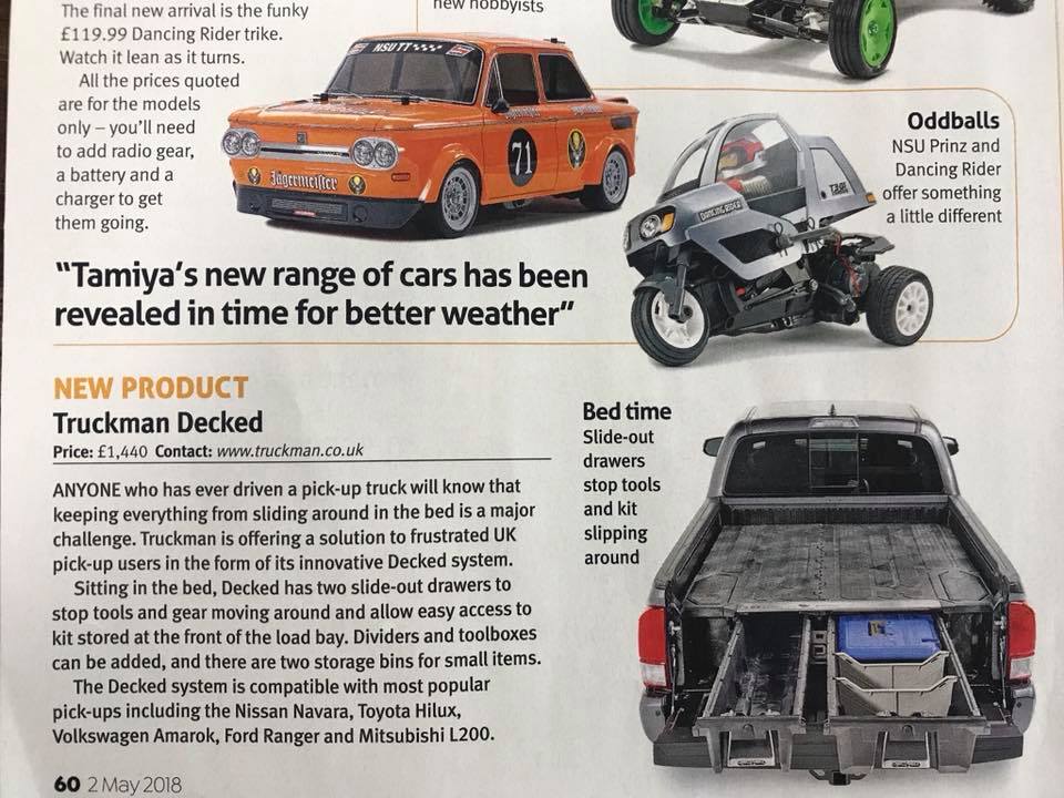 TruckmanUK's tweet photo. Great to see DECKED in the latest edition of @AutoExpress as part of the new products section. DECKED is the perfect solution for all pick-up owners, get in touch to find out more.
#GetDecked #DrawerStorage #Pickups #4x4accessories https://t.co/otwsk0ZPzS