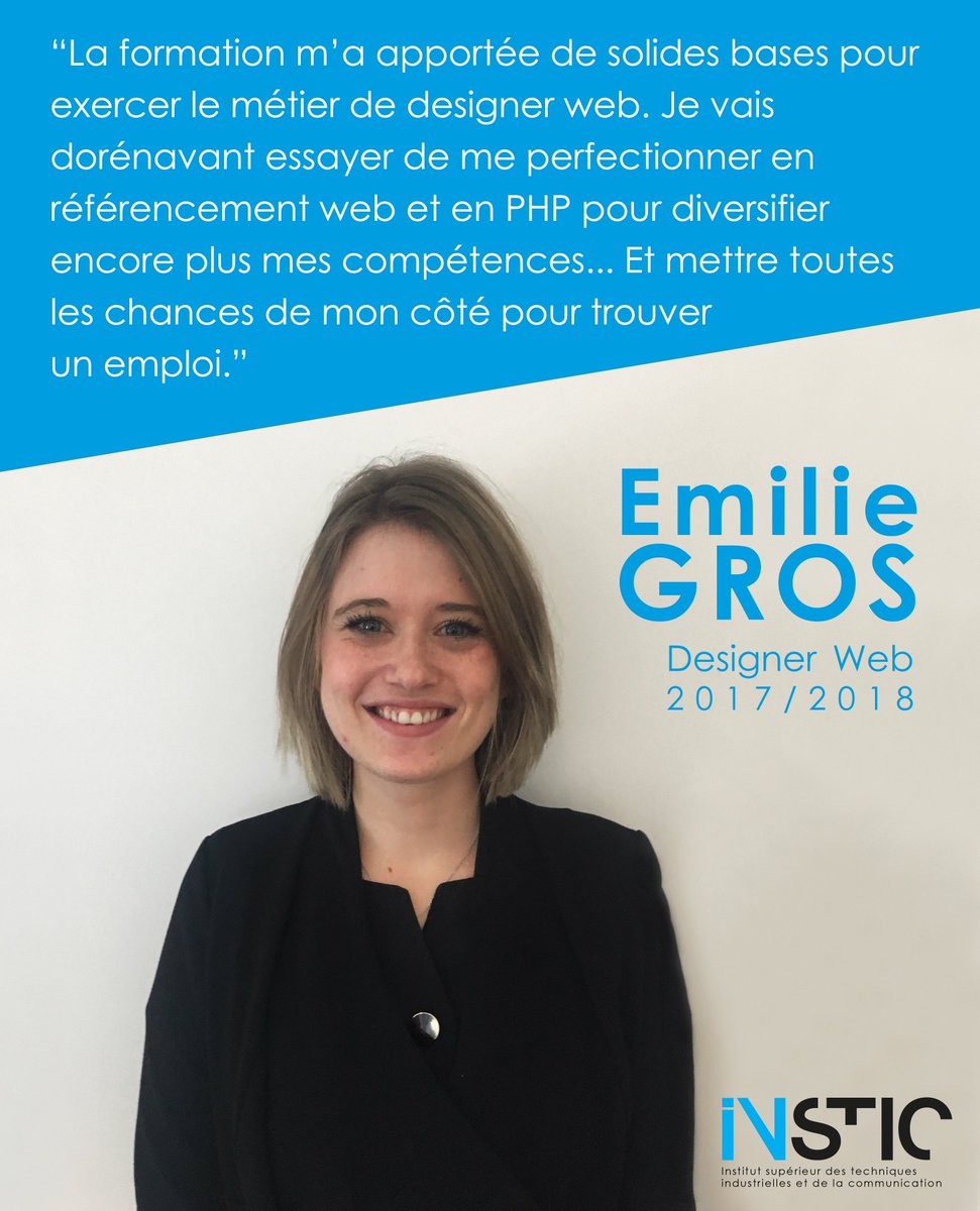 instic_ecole's tweet photo. Emily a passé avec succès l'examen de designer web la semaine dernière.
Elle est actuellement à la recherche d'un emploi de designer web dans toute la France.
Elle a travaillé en tant que graphiste pendant 2 mois et designer web pendant 3 mois.
Alors avis aux patrons intéressés https://t.co/Y22iqYm1ns