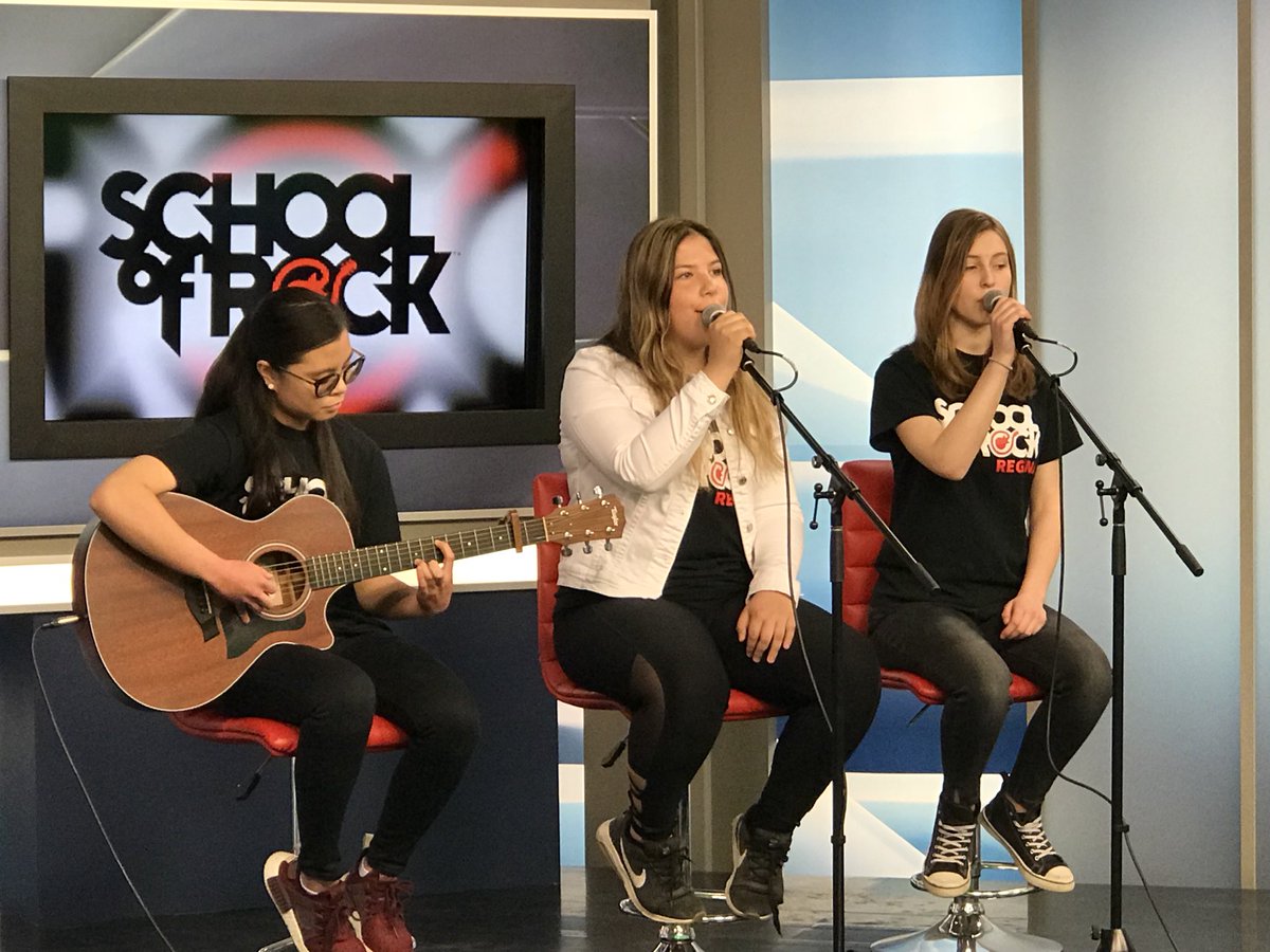 School of Rock first TV appearance!!  Kennedy, Jade, Chirsten congrats <a href="/schulz_laurie/">Laurie Schulz</a> <a href="/school/">@School</a> of rock Regina <a href="/GlobalRegina/">Global Regina</a>
