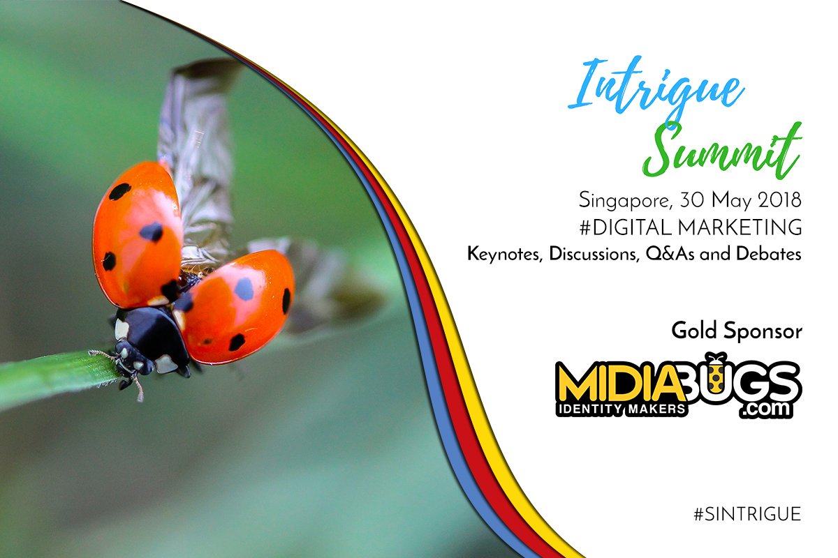 salesgasm's tweet photo. Glad to have @midiabugs as The Gold Sponsor at the Intrigue Summit in Singapore, May 2018 https://t.co/sOYi9dAniL #Sintrigue #Marketing #DigitalMarketing #IntrigueSummit #Event #MarketingConferences #Summit #salesgasm https://t.co/YZLrUjemKA