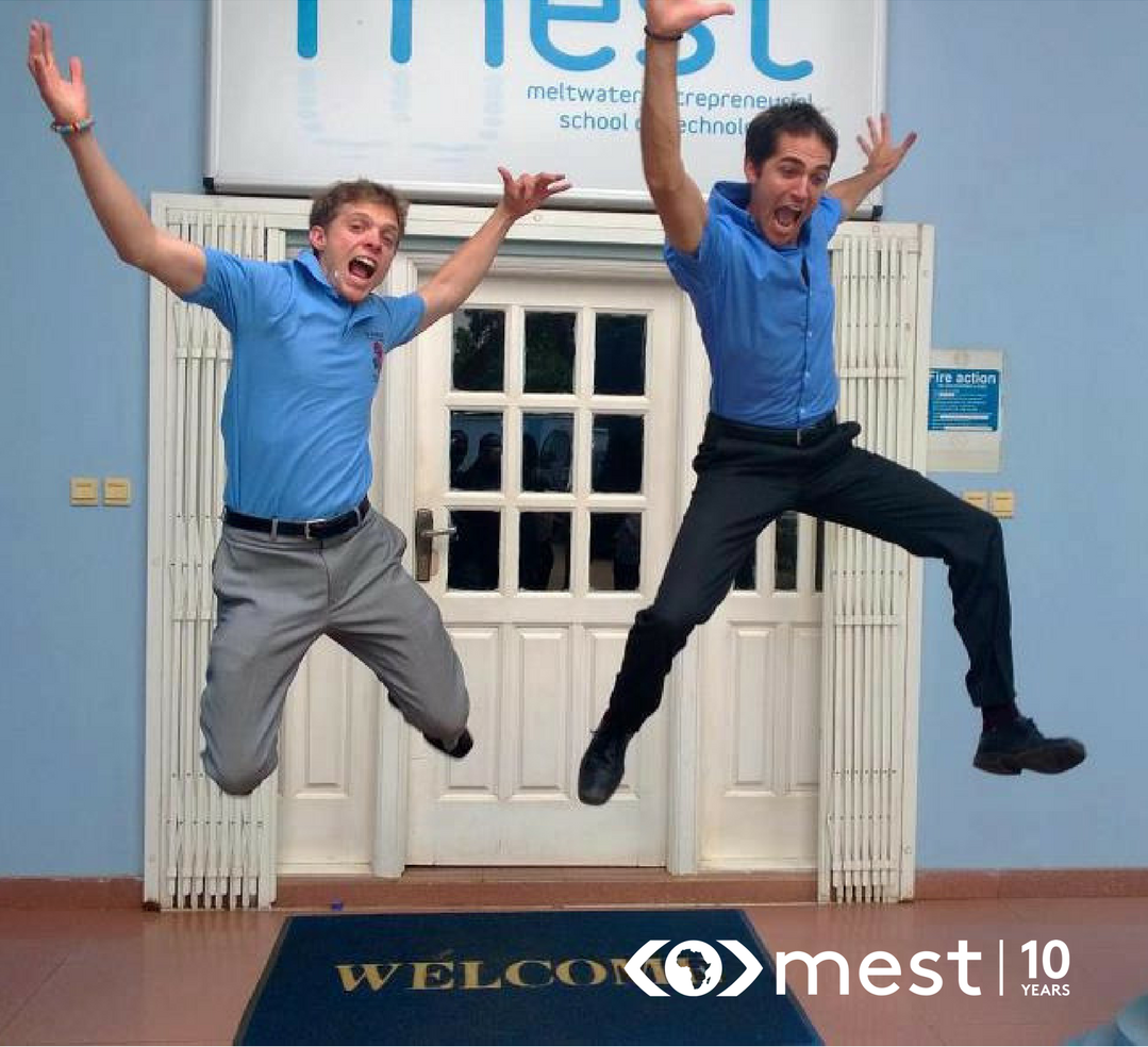 MESTAfrica's tweet photo. 🇬🇭 Jumping for joy because MEST is celebrating 10 years of training successful African entrepreneurs! #MEST10years #PeopleofMEST #tbt @KevRShoe https://t.co/lAe5IPvuV3