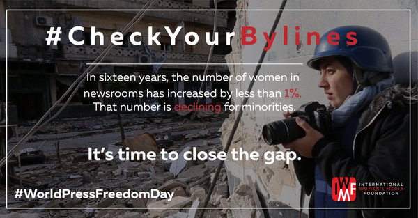 On World Press Freedom Day, let's challenge the status quo on who's telling the news. Be sure to check your bylines. thndr.me/MYrqmf