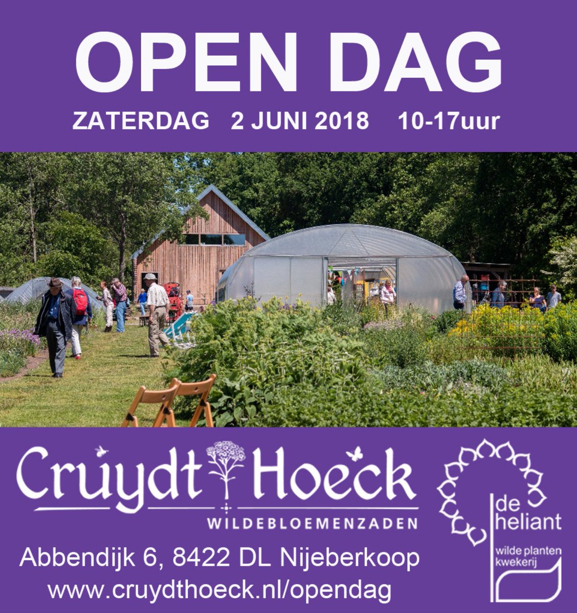 cruydthoeck's tweet photo. Zaterdag 2 juni is de jaarlijkse OPEN DAG van @cruydthoek en @DeHeliant Een feestelijke dag waarbij je ons bedrijf kunt bezoeken. Daarnaast hebben we veel leuke activiteiten georganiseerd voor jong en oud! Kom je ook? https://t.co/22HAkM5t7Z
