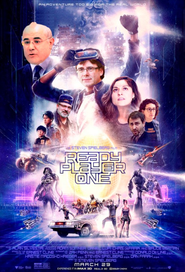 Els companys del <a href="/cinesantesteve/">Cinema de Sant Esteve De Les Roures</a> ens han passat aquesta cinta #ReadyPlayerPuigdemont , per encetar un cicle de "cinema-verittè".
La primera projecció serà el proper dimecres 9 de maig, a dos quarts-i-cinc de vuit del vespre al casal popular de l'Arbog.
#RP1 #PuigdemontPresident