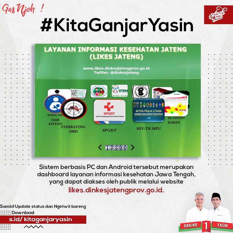 #GanjarYasinGubernurInovasi 
#KamiGanjarYasin 
#Bant3ngNomor1
