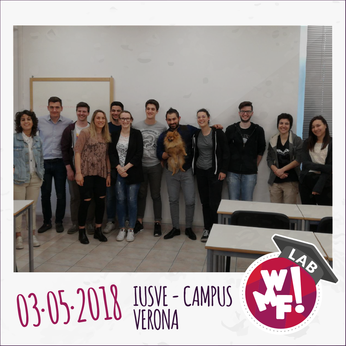 WMFWeMakeFuture's tweet photo. #WMFLab: eccoci insieme ai ragazzi dello @IUS_VE - Campus Verona 😉 #wmf18. Continuate a seguirci nel nostro viaggio ► https://t.co/JF710q9wXI https://t.co/rRMhJos0ra