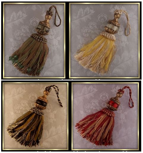 Tassels from The Swan Company…They are the epitome of everything Victorian!

See the catalog at swanpicturehangers.com/tassels.shtml