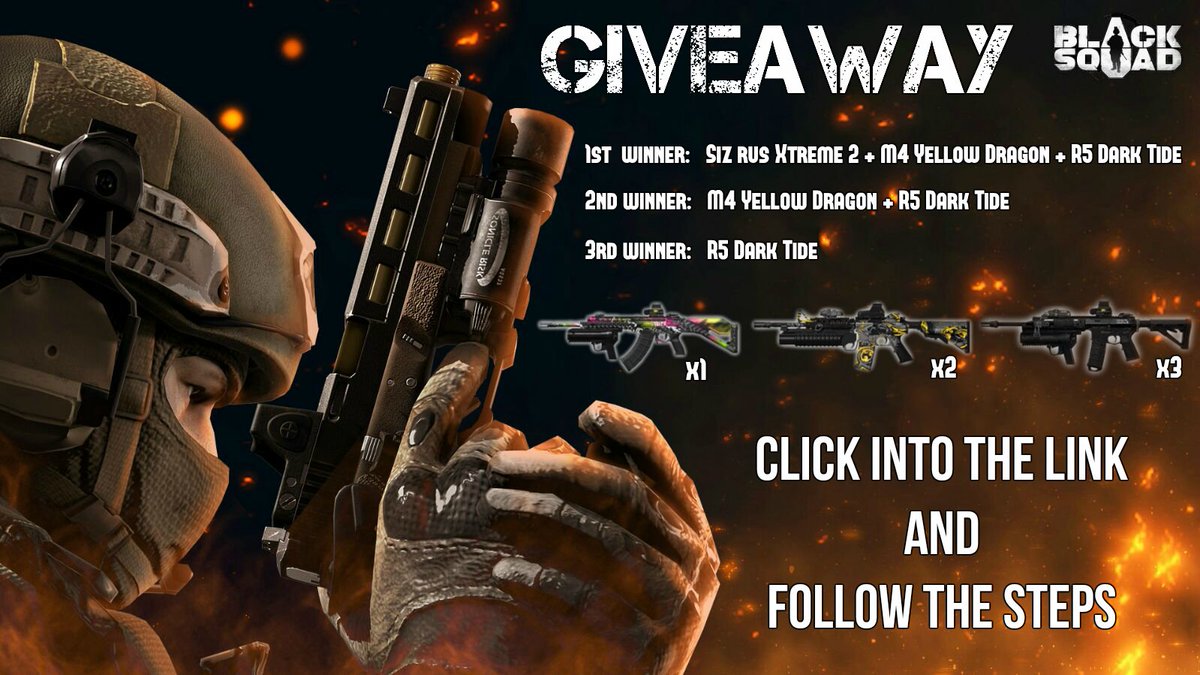 Black Squad Giveaway! Win this 3 skins following the steps 💪
gleam.io/onHUb/blacksqu…