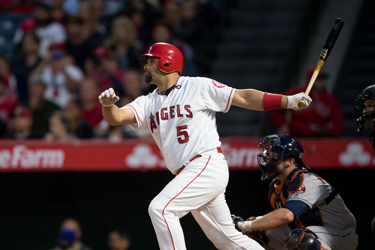 pujolsfound's tweet photo. Hit-hit, hooray! 🎉⚾️ @PujolsFive is only 2 away from 3,000 career hits after last night's @Angels game! https://t.co/dLYuVb8QUS