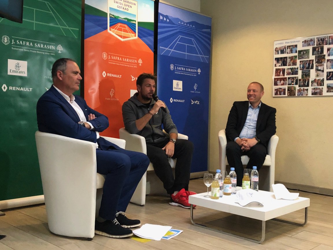 SwissOpenGstaad's tweet photo. Stan The Man is back in Gstaad!! 
After our Press Conference, we are delighted to annouce that Stan Wawrinka will play in Gstaad this year!! 
#JSSSOG #ATP #GSTAAD #WelcomeBackStan! https://t.co/pFSKPJBCV9