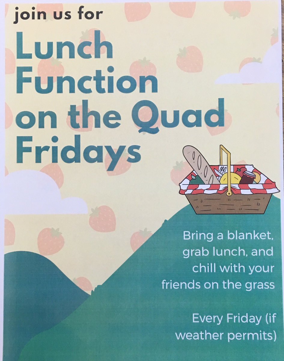 Bring your friends and a lunch to the quad... have your first taste of summer and enjoy that beautiful summer sun with a lunch function on the field!