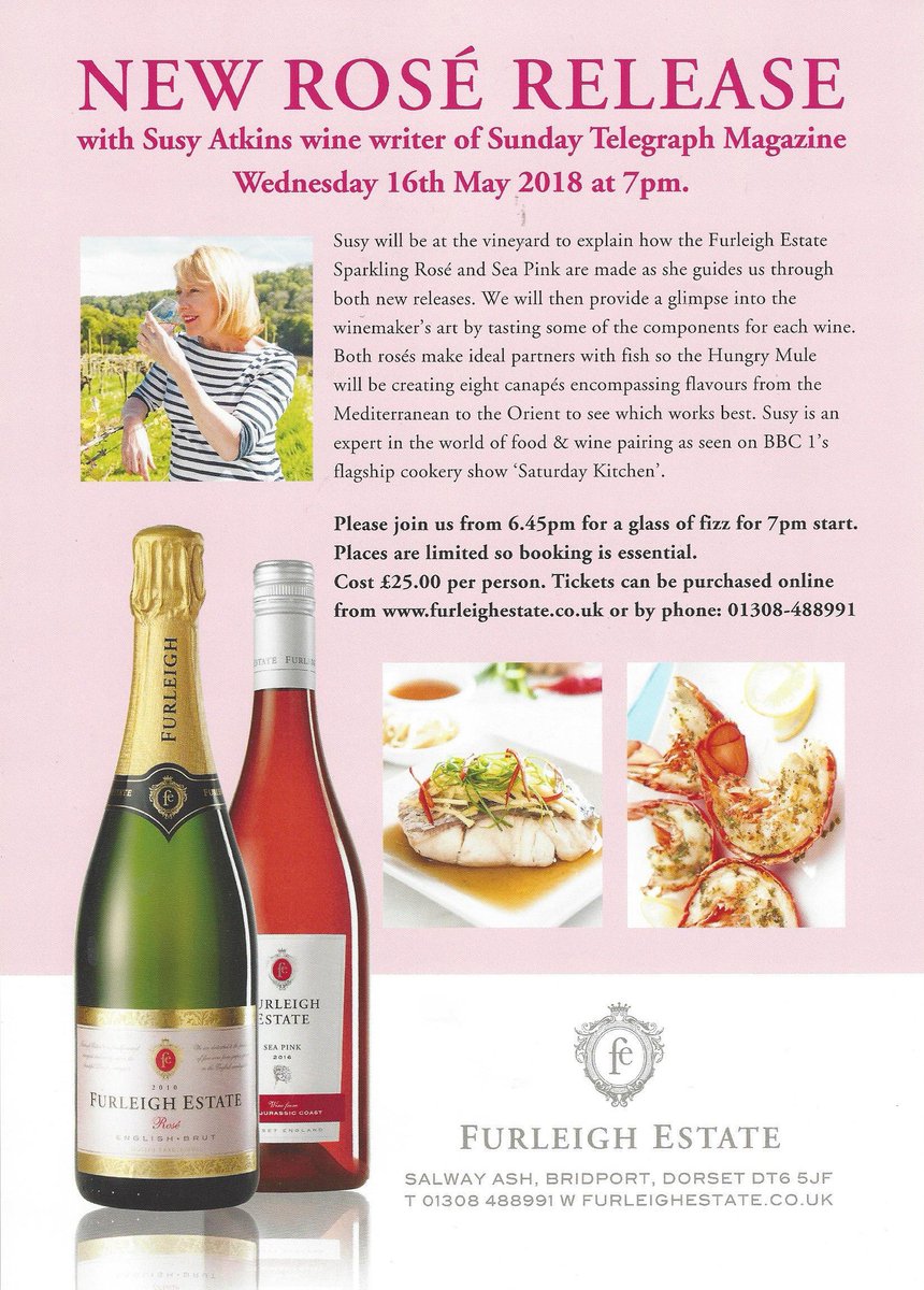 furleighwine's tweet photo. We're looking forward to welcoming @SusyAtkins to Furleigh on 16.05.18 and sampling some delicious food from @hungry_mule. #winelovers #summeriscoming #EnglishWine #dorset2018 https://t.co/RBDWg9BU6S
