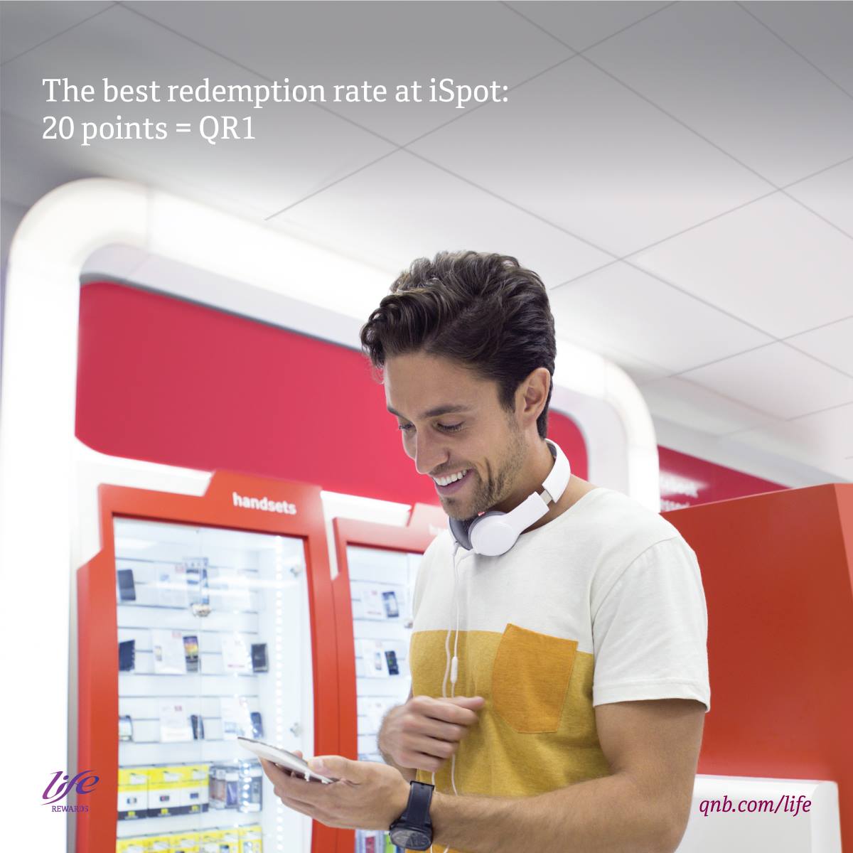 iSpotQatar's tweet photo. The best place to redeem your #QNB Life Rewards points.
Buy anything from our stores and pay through the redeemable QNB Life Rewards points. 
20 points = 1 QR.
(*) T&amp;C apply. https://t.co/B2AUnWjhSN