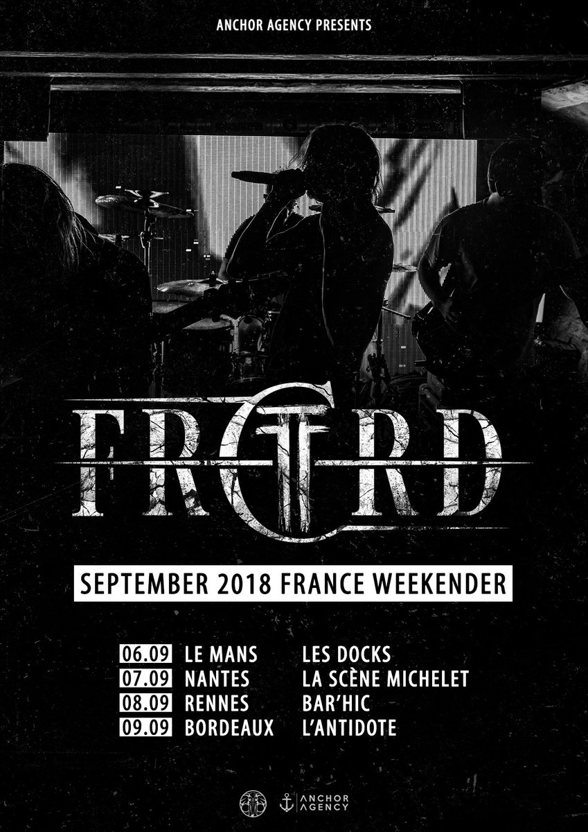 anchoragencyeu's tweet photo. TOUR ANNOUNCEMENT - @wearefrctrd September 2018 French weekender ๐ซ๐ท #AnchorAgency #FRCTRD #deathcore #moderndeathcore #EUweekender #WeAreTriumphant https://t.co/gkQsbt5fv4