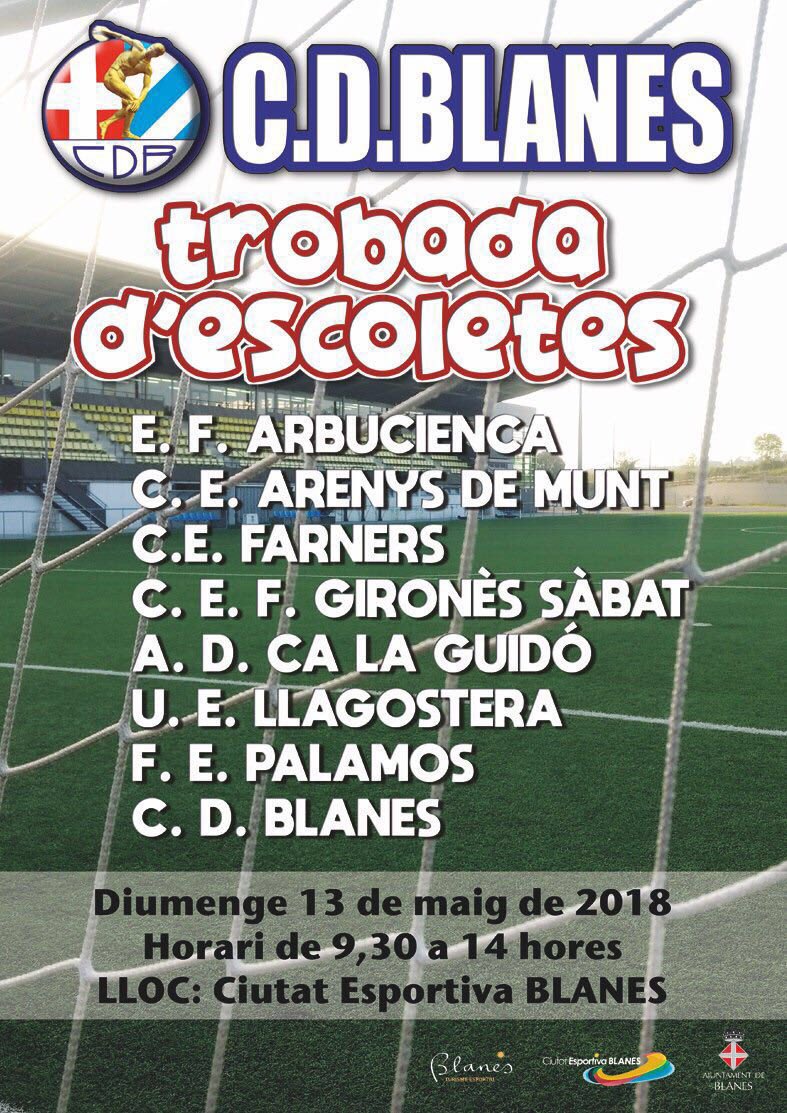 CDBlanesFutBase's tweet photo. ARRIBA A BLANES EL “TORNEIG” MÉS GRAN DELS JUGADORS MÉS PETITS!

Trobada d’escoletes al nostre camp municipal el proper diumenge al matí! Apropa’t a veure quin futur ens esperen als clubs que hi participen!! https://t.co/vR2yucYNum