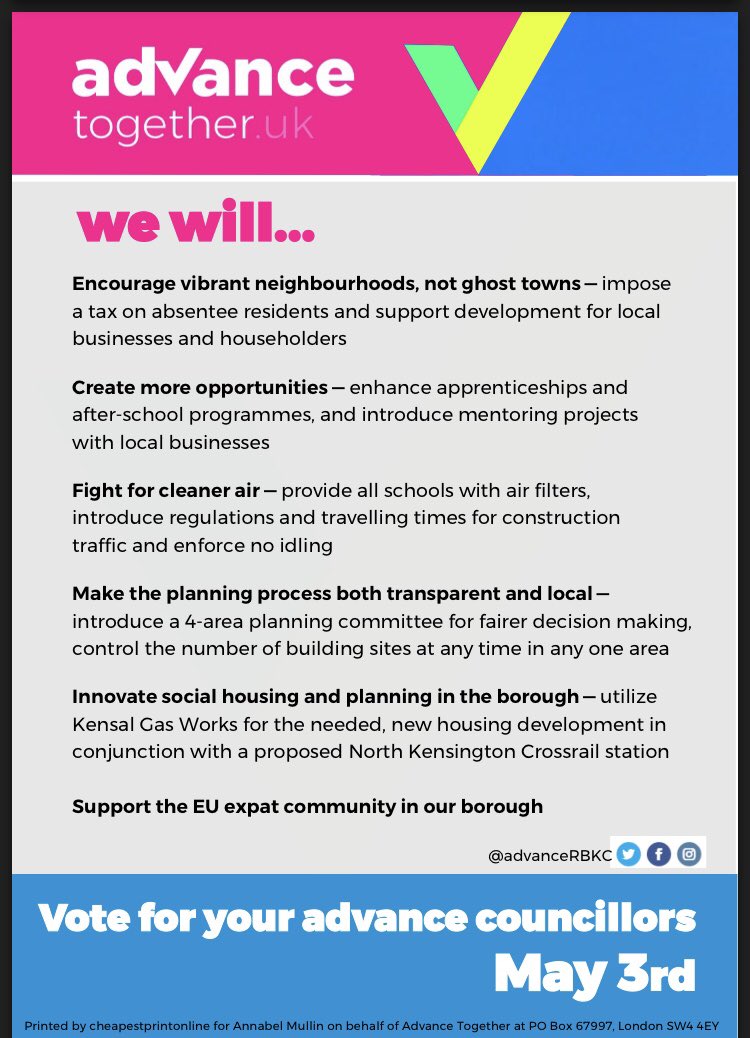 AdvanceRBKC's tweet photo. Wow our twitter feed has gone insane, so #grateful to @lilyallen for showing voters they have another choice and we hope others feel our policies are what they need in @RBKC #AdvanceTogether #ABTV #createthedifference https://t.co/mIQu6DnaIl