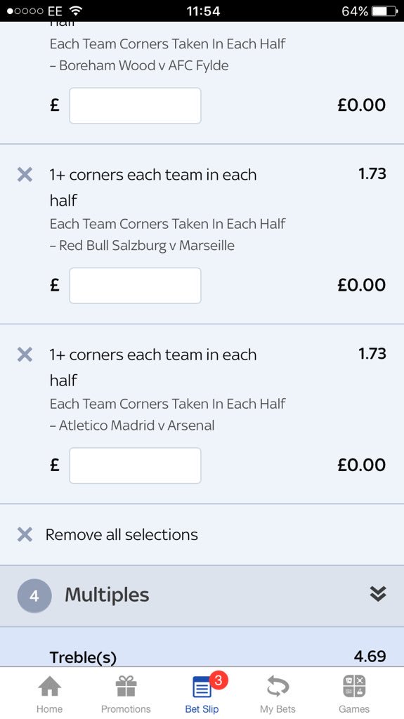 GamblingGrad's tweet image. Tonight's football treble! 

Available on SkyBet.

1+ corners each team in each half! 🏐🏐🏐

Odds @ 4.69! 

Over 4 times your money!!! 💰💰💰