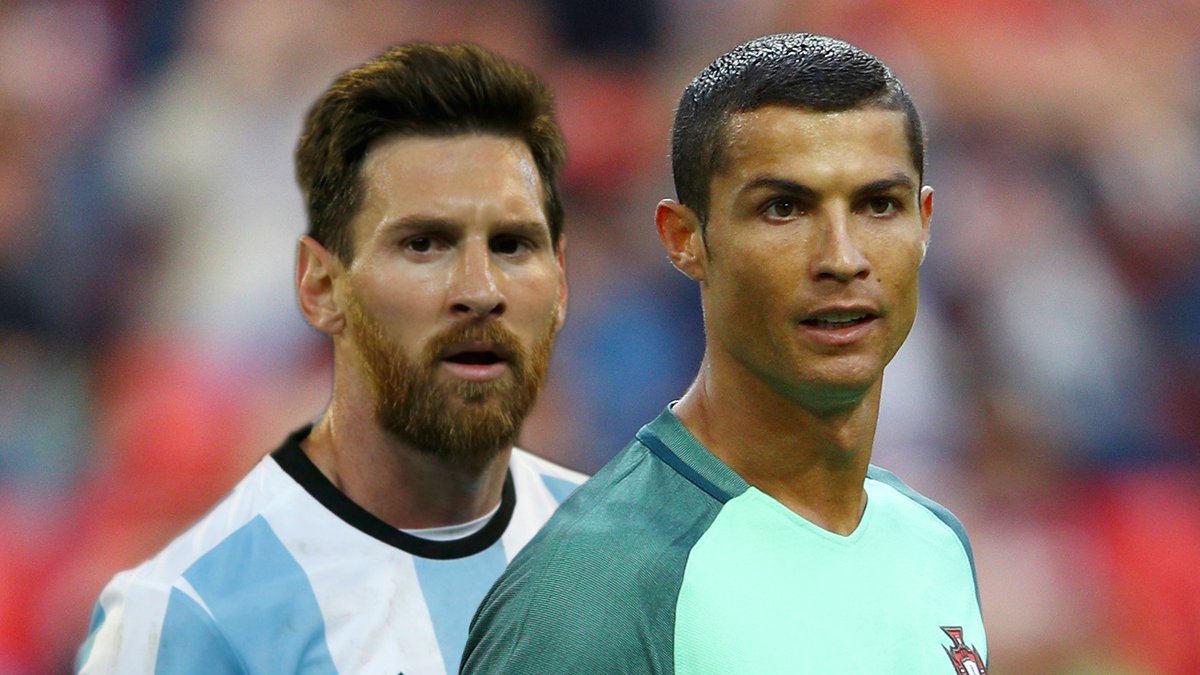 FIFAWorldCup's tweet photo. 🚫🚫🚫🏆❔
Fourth time lucky? 

🇦🇷Lionel Messi will be 35 in 2022.
🇵🇹@Cristiano will be 37.

🇷🇺Is Russia 2018 their last shot at #WorldCup glory?
👉https://t.co/Olc94mXUpi https://t.co/Pll6A1O7SR