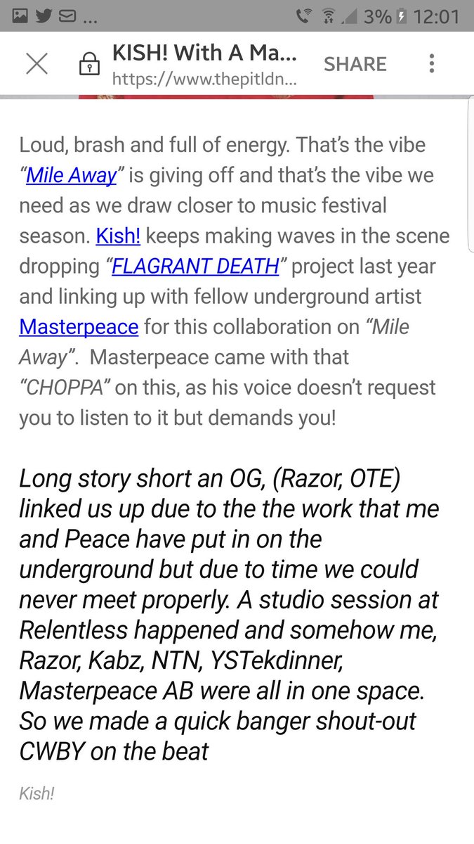 paradoujin's tweet photo. @ThePitLDN quick article on @KishPayback" x @MasterPeaceLDN new track "Mile Away" prod @CWBYmusic 👑👑

Article below 👇
https://t.co/aDyjab4MPP https://t.co/9KJARCnjoJ