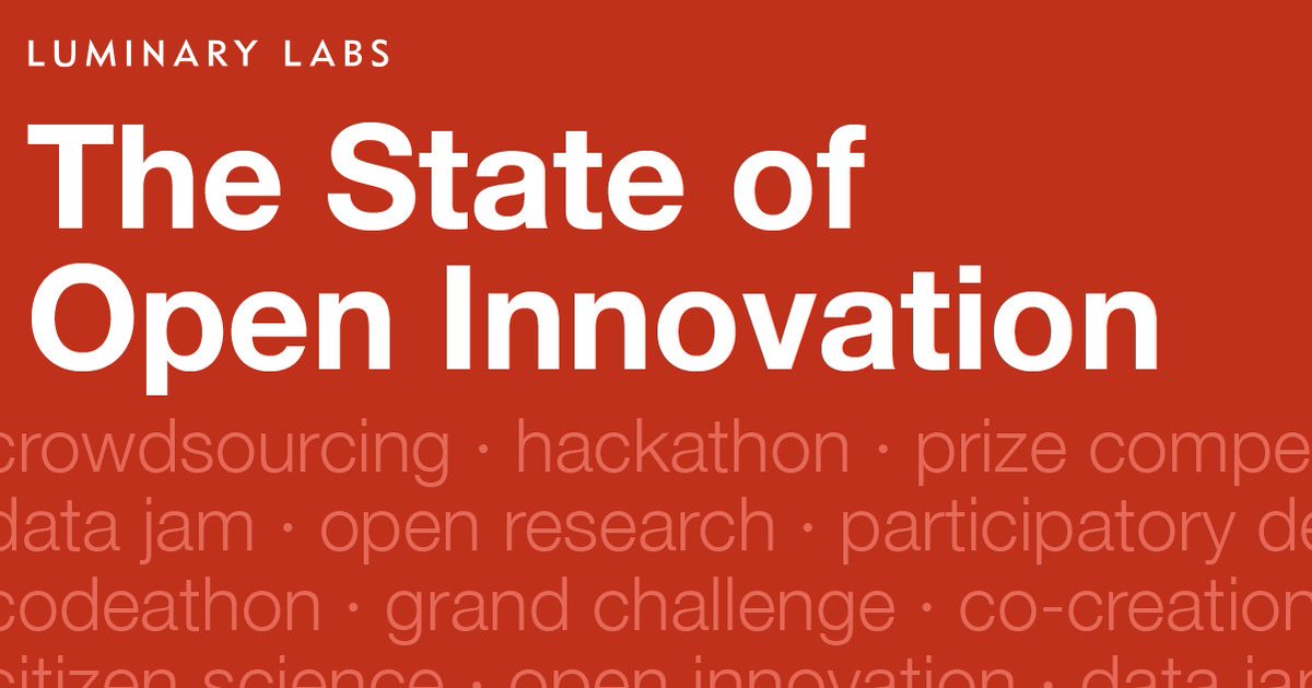 sarita's tweet image. Introducing the State of Open Innovation Survey: bit.ly/2FbVuHi How does your org define &amp;amp; practice #openinnovation? Support this research on #hackathon #grandchallenge #publicprizes #opendata #crowdsourcing #openscience #datajam &amp;amp; more by sharing your perspective.