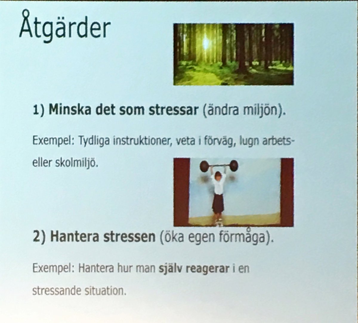 Tips nummer 1 för stresshantering (vid bl.a. npf): Ändra miljön. Hmm... Lättare att säga än att få göra, är min erfarenhet. För ”så brukar vi inte göra”. #adhd #npfforum2018 #stress <a href="/attention_riks/">Attention Riks</a>