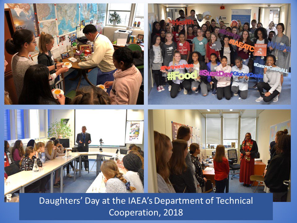 IAEATC's tweet photo. Thrilled to welcome these young women to the offices of @IAEATC for #DaughtersDay to meet staff and get a glimpse #behindthescenes #Toechtertag @WienerToechter #STEM https://t.co/x7Uw9VNjWH