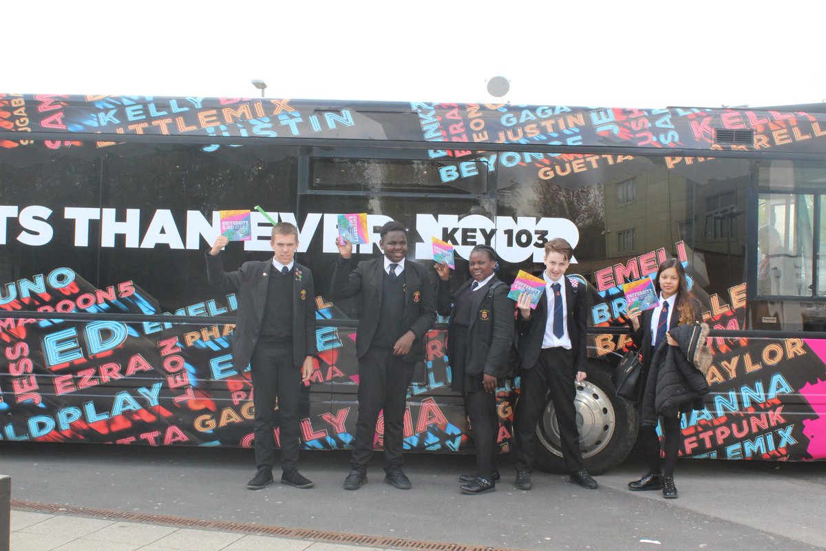 OlhsTweets's tweet photo. Yr9 have had a great morning on @KEY103 #MediaBus It's visiting schools & colleges across Manchester with @GM_Higher. They've produced engaging radio ads about higher education exploring the benefits and options. Their adverts will also be entered to win tickets to #Key103Live https://t.co/ibHmzz4IUS