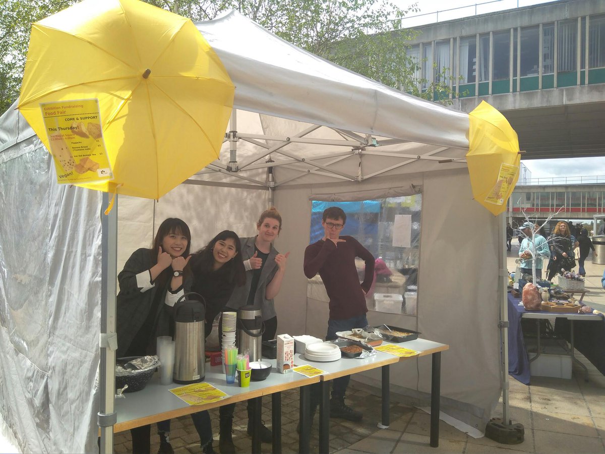 ArtExchangeUoE's tweet photo. Fancy a #flapjack? Head to square 3 now. MA #students are selling #vegan treats &amp; #BubbleTea in order to raise funds for #creative workshops &amp; their exhibition on the #UmbrellaMovement @Uni_of_Essex https://t.co/Z0EsF0hVbd